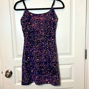 Black multi colored sequence mini dress. Super cute. Nordstrom XS